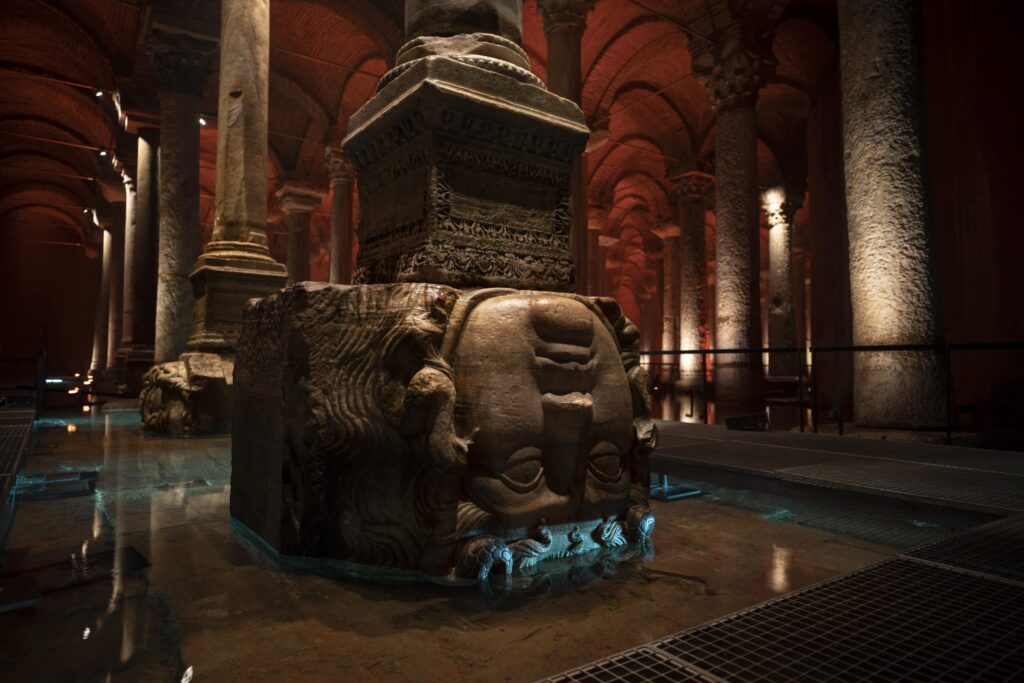 Medusa Head Marble Base in The Cistern