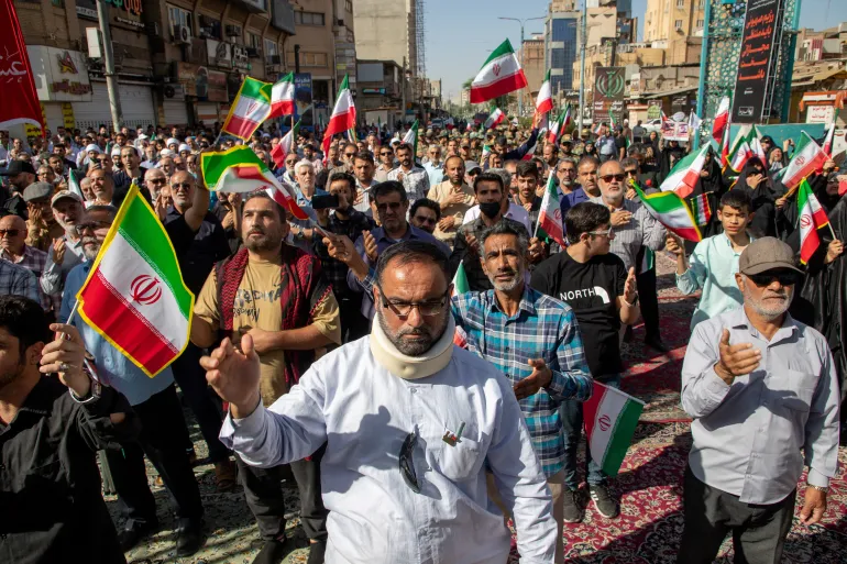 Mourners attend a funeral for those killed in Israeli strikes on Iran, in Ahvaz, Iran, June 19, 2025